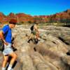 In the Bungle Bungle there are petrified mud flats that have 	been carved apart by eons of water generated by the wet 	season's monsoons. Photo Credit: Jeff Miller.
